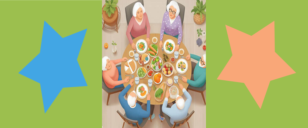 picture of senior citizens eating a healthy meal